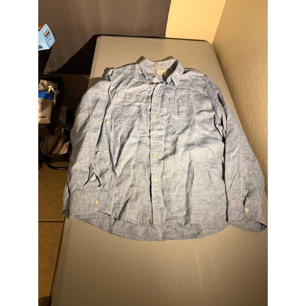 Murano Baird McNutt Irish Linen Shirt Mens XXL Slim Fit Blue Button Up